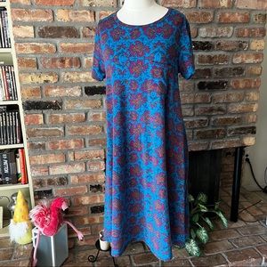 🌸LULAROE L/XL Carly Relaxed Pretty Floral T-Shirt Dress